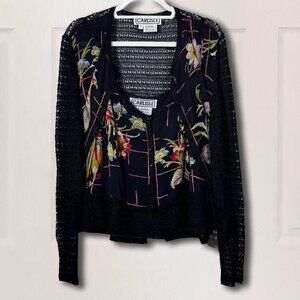 Carlisle Tank and Sweater Set Peacock Floral Design L & XL